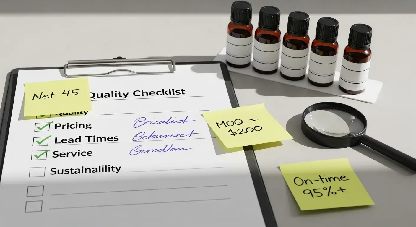 Supplier evaluation checklist for amenities