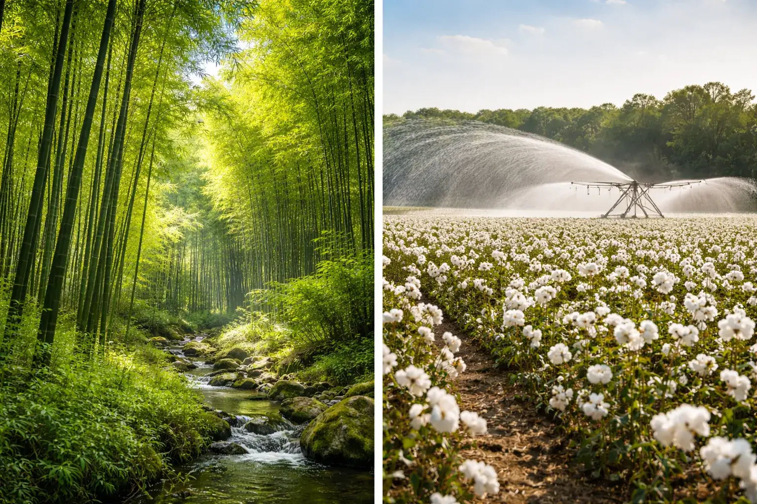 Bamboo plantation compared to cotton farm
