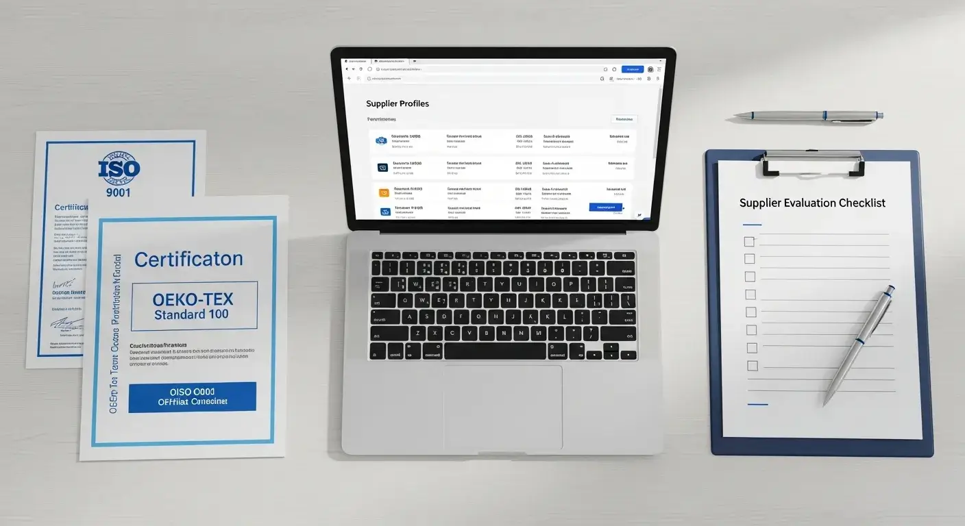 Checklist and certification documents on a desk