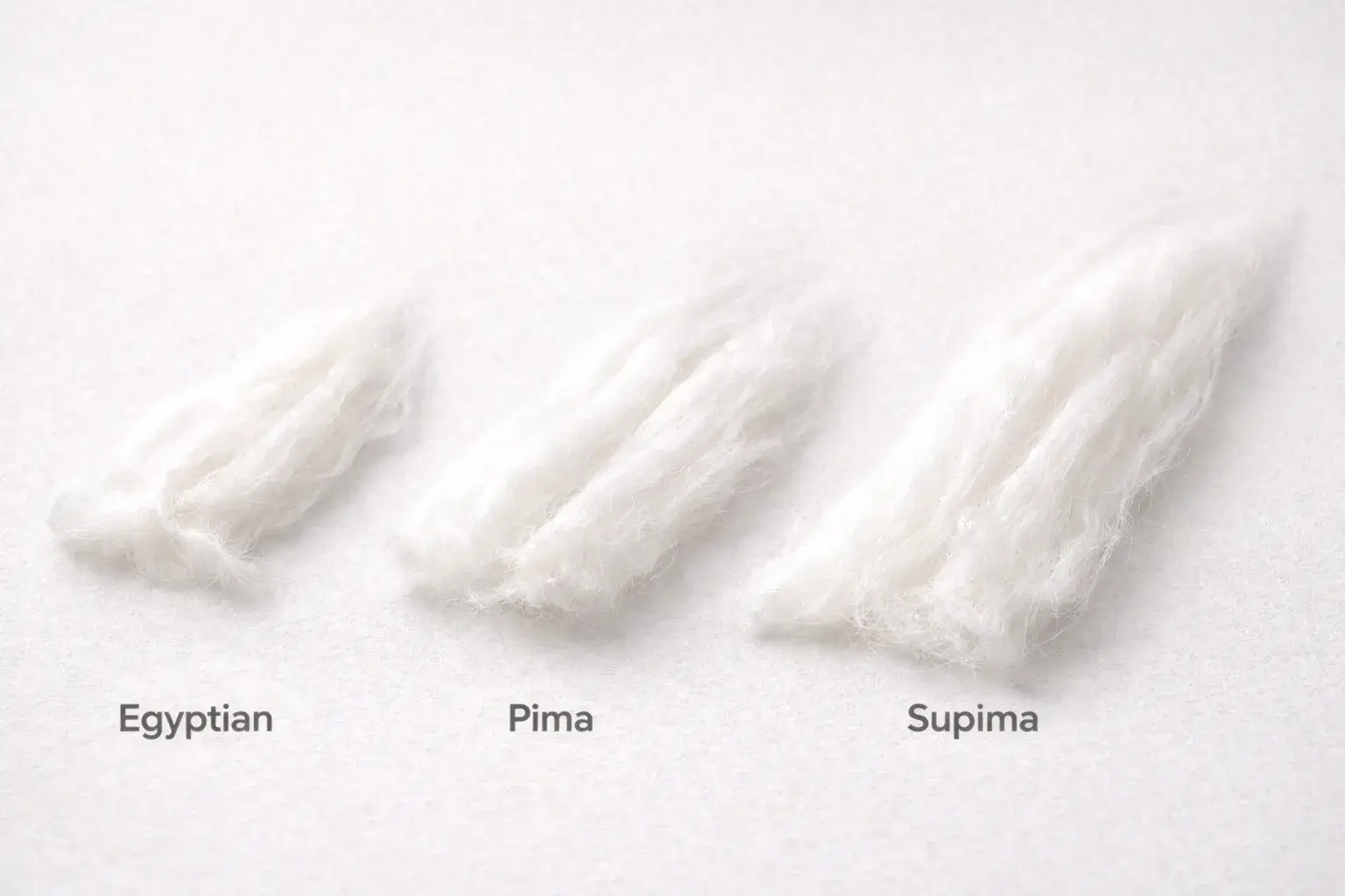 Egyptian, Pima, and Supima cotton fibers