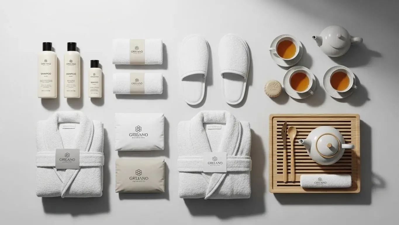 Luxury hotel guest amenities and toiletries