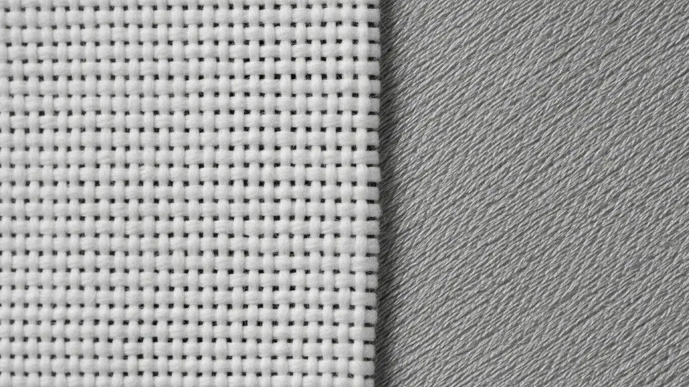 Close-up of linen fabric weave patterns