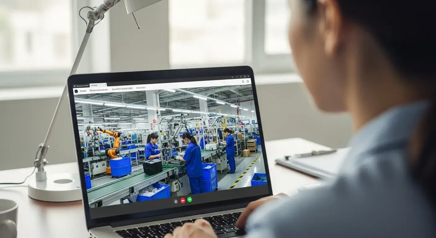 Business meeting with Chinese supplier via video call