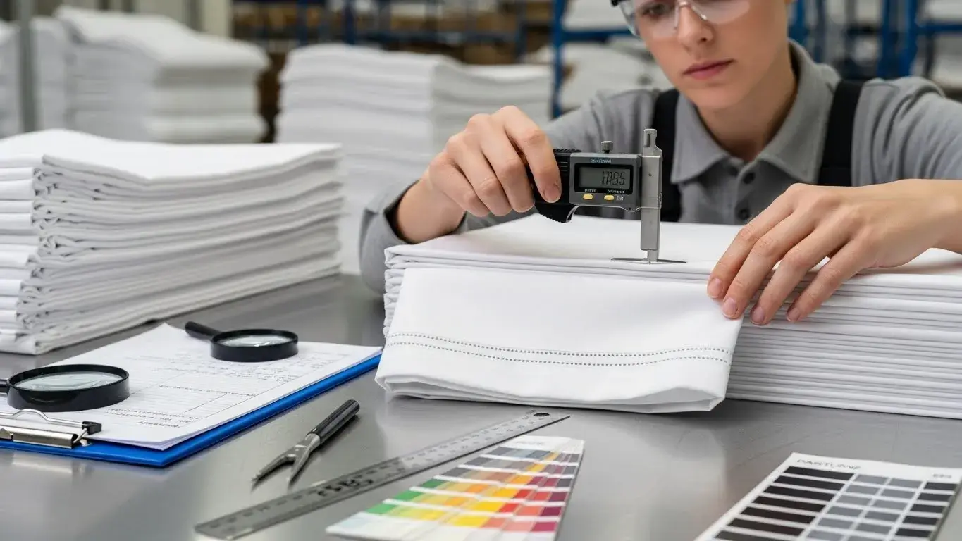 Quality control inspection of hotel linens