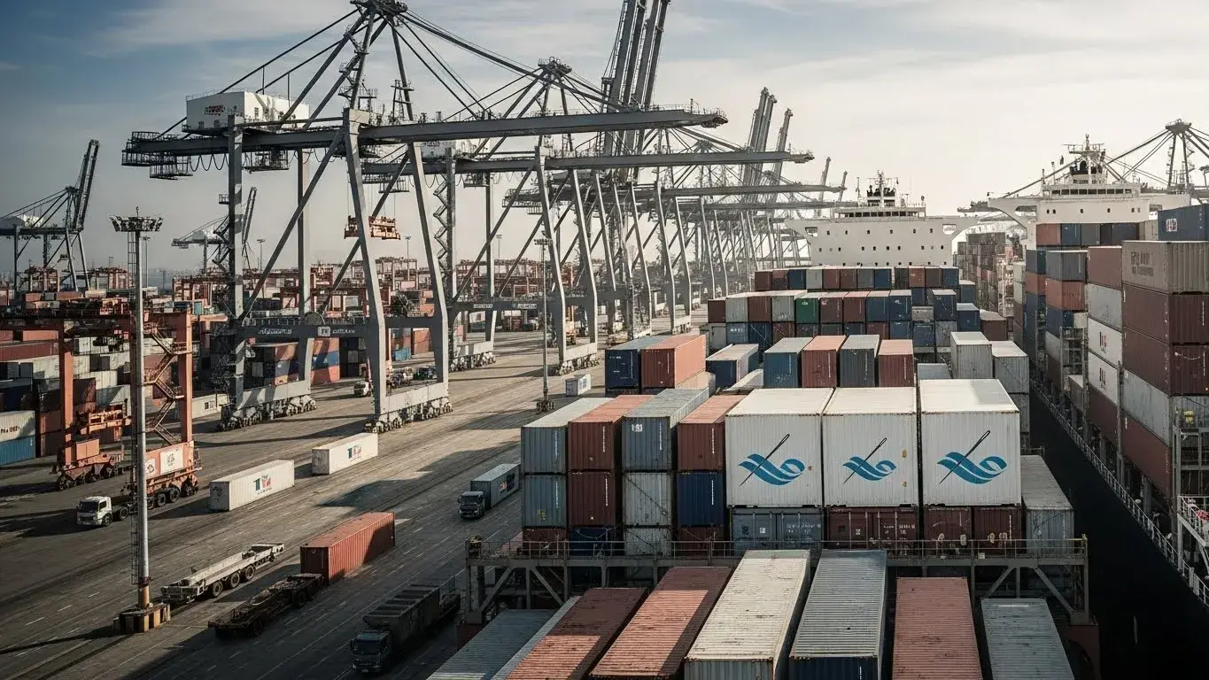 Hotel linen shipping containers at port