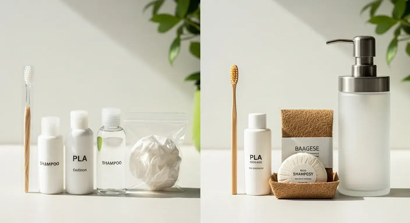 Sustainable amenity materials Sustainable hotel amenities: wheat straw, PLA, bagasse packaging