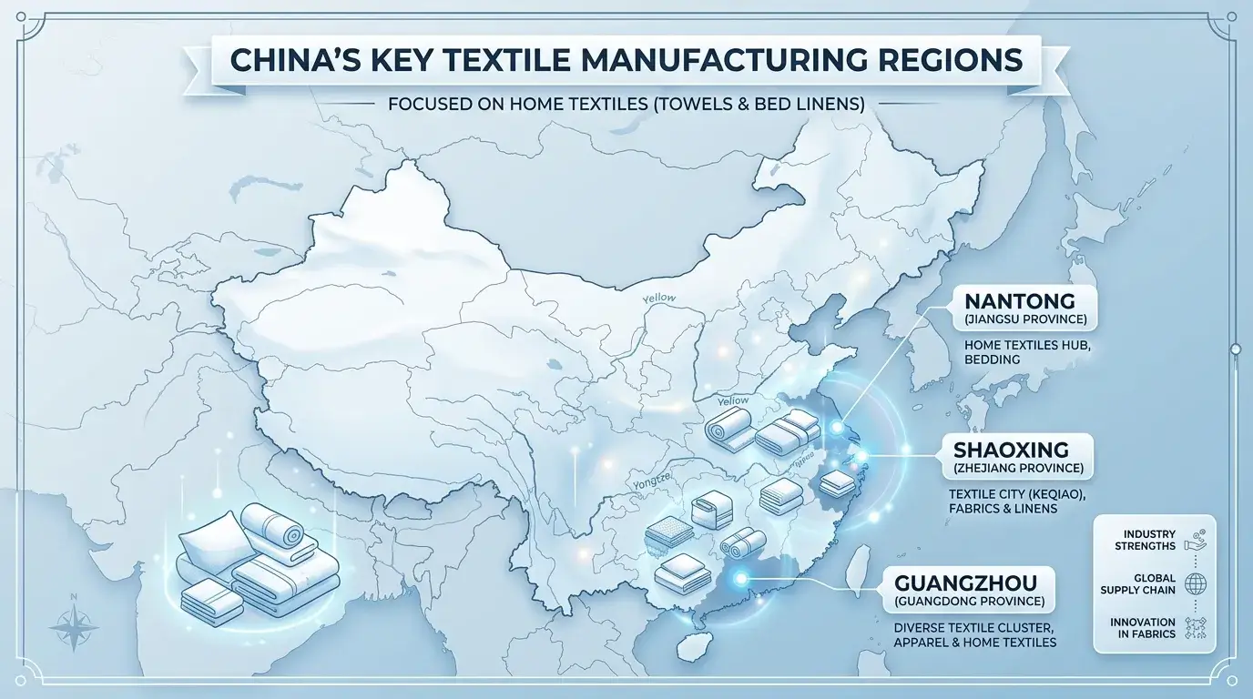 China textile manufacturing regions map