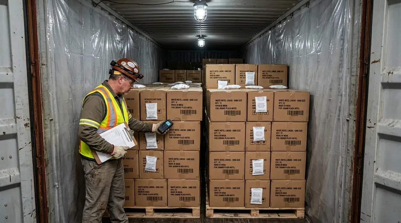 Container moisture protection for textiles