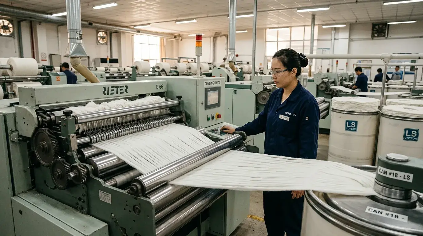 Cotton fibers processed into high quality yarn