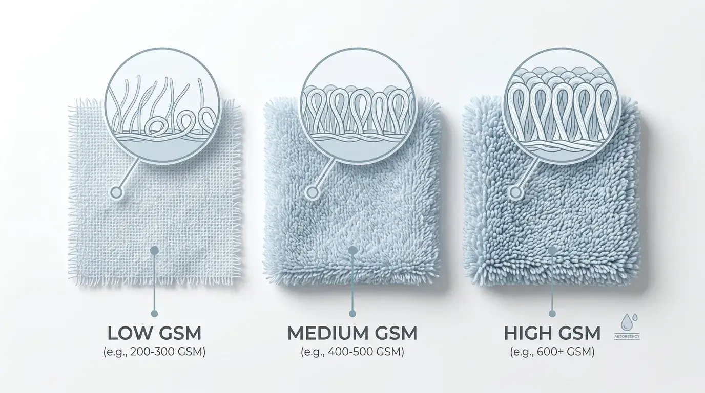 Fabric density comparison showing different GSM weights