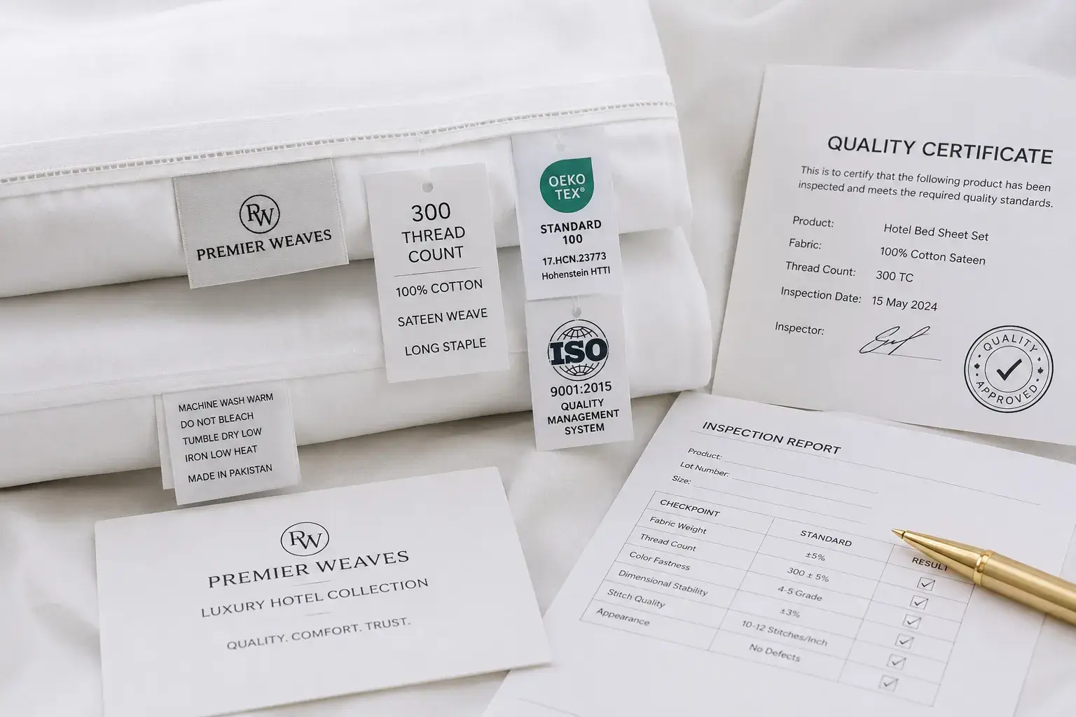 Hotel bedding certification documents