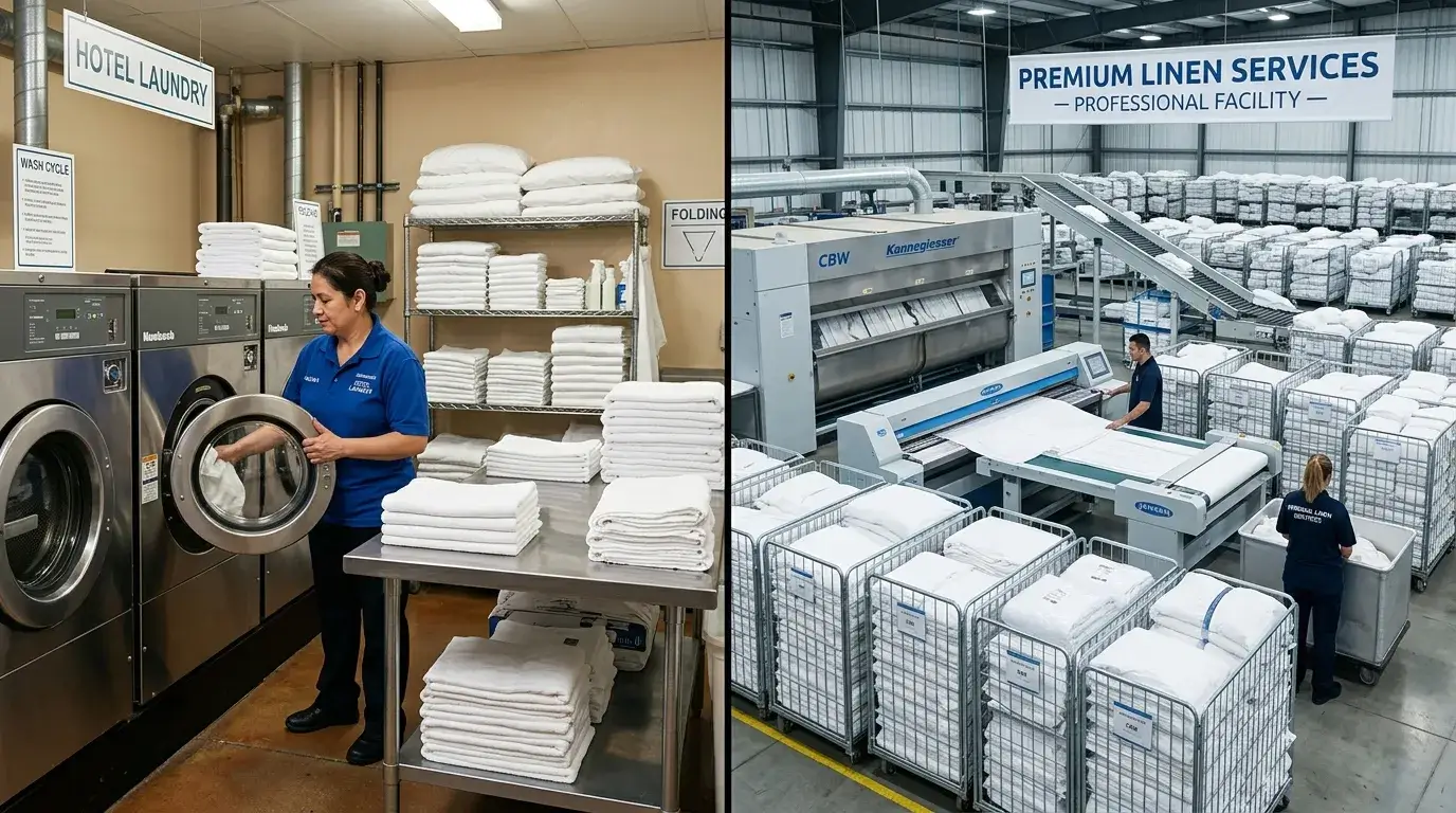 Comparison of in-house and outsourced hotel laundry