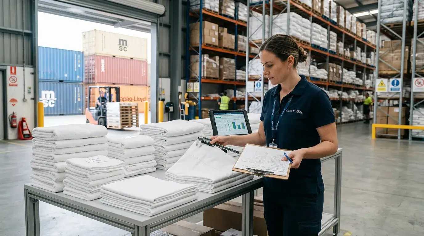 Hotel linen quality control and shipping process