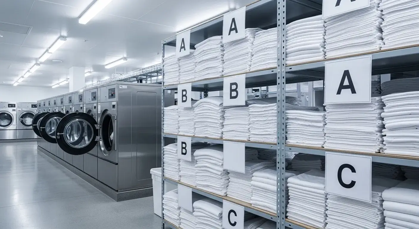 Linen Par Levels Hotel linen rotation system with stacked sheet sets