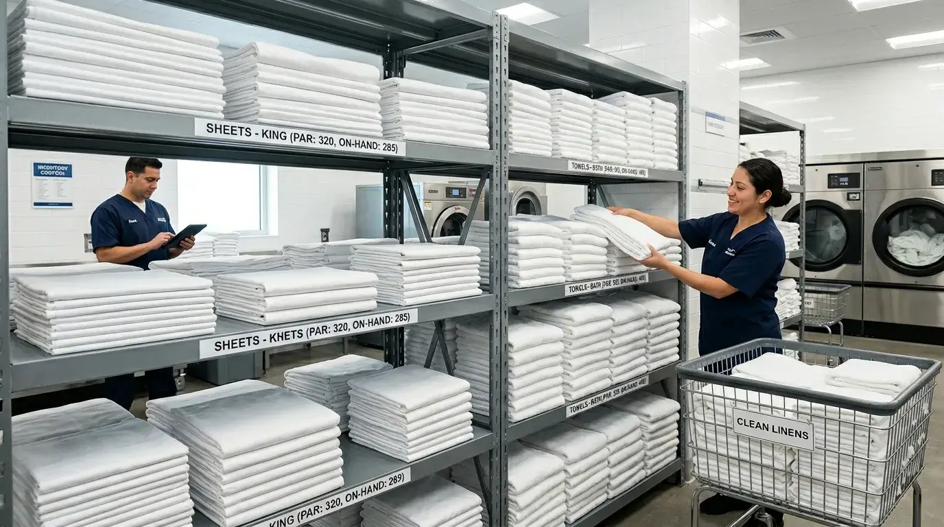 Hotel linen par level inventory management