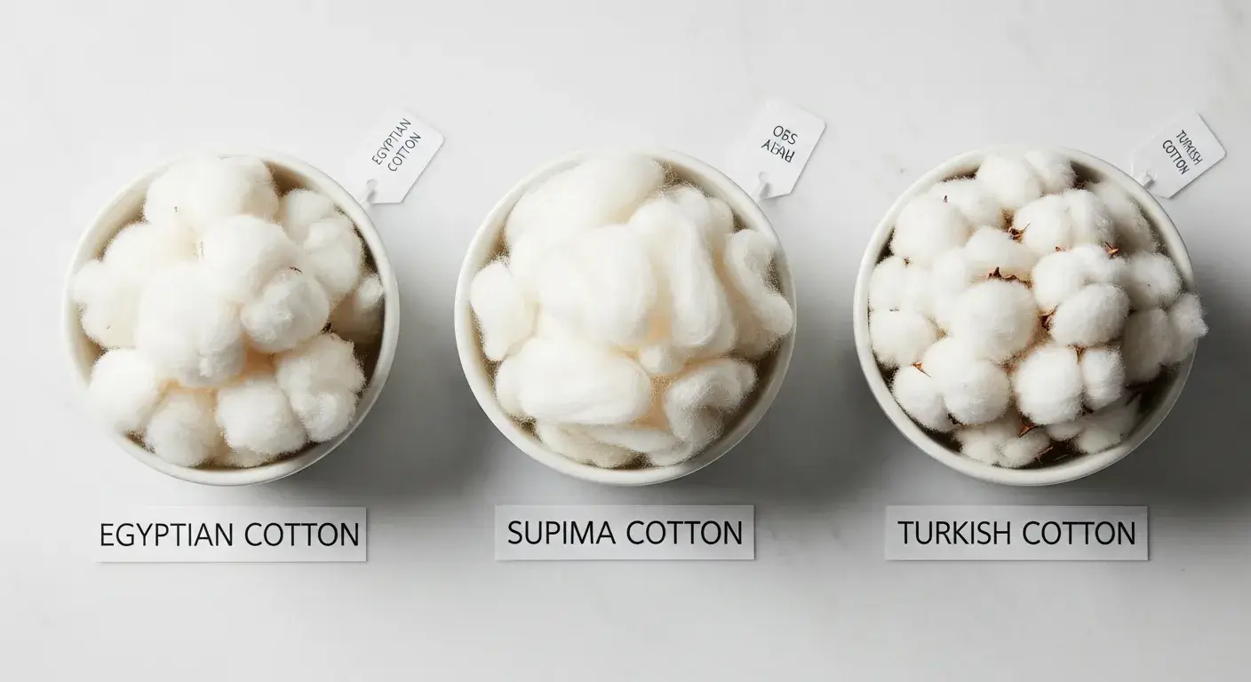 Luxury Cotton Types Premium Egyptian Supima and Turkish cotton fibers comparison