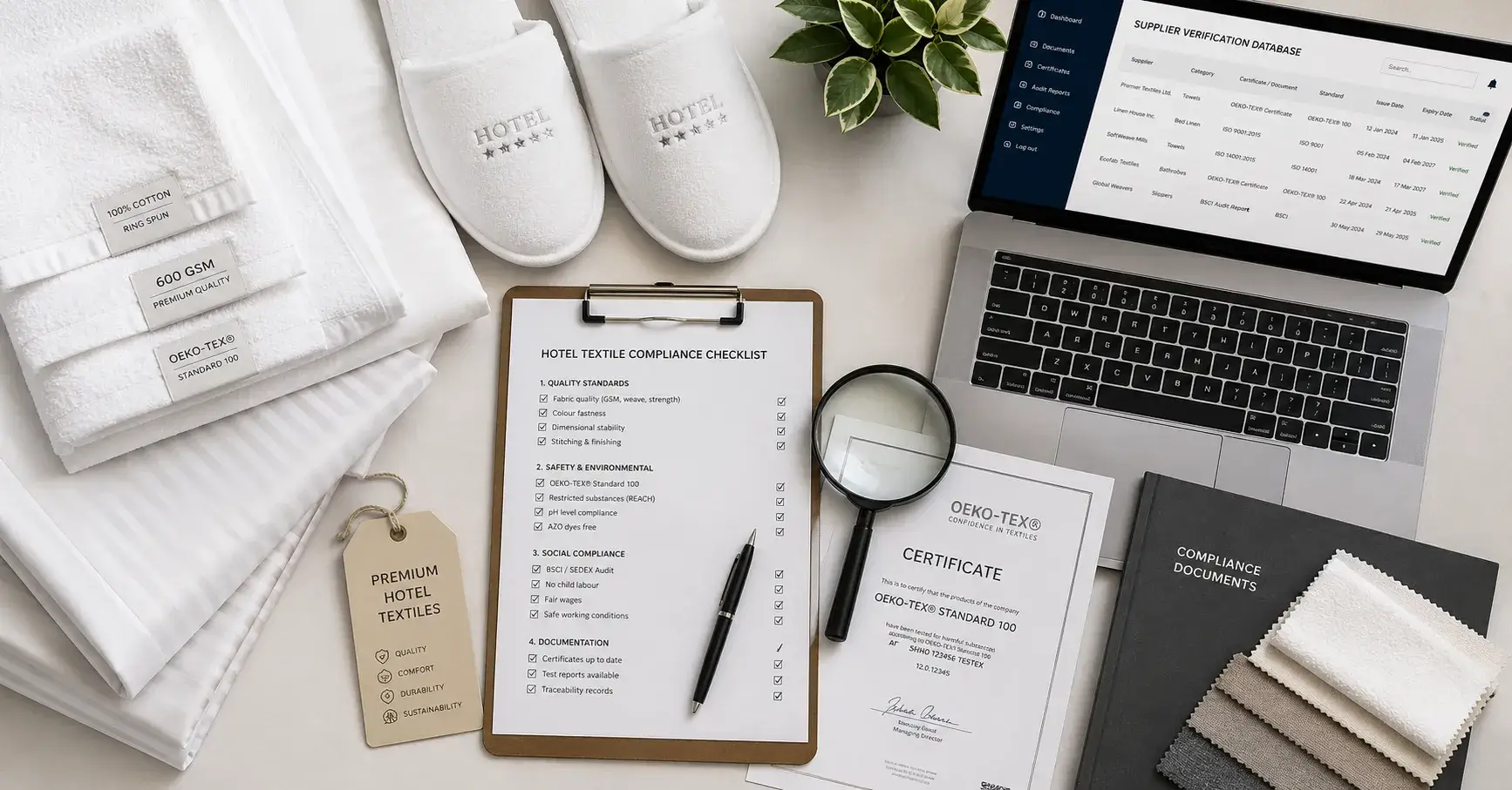 Hotel procurement compliance verification documents and textiles