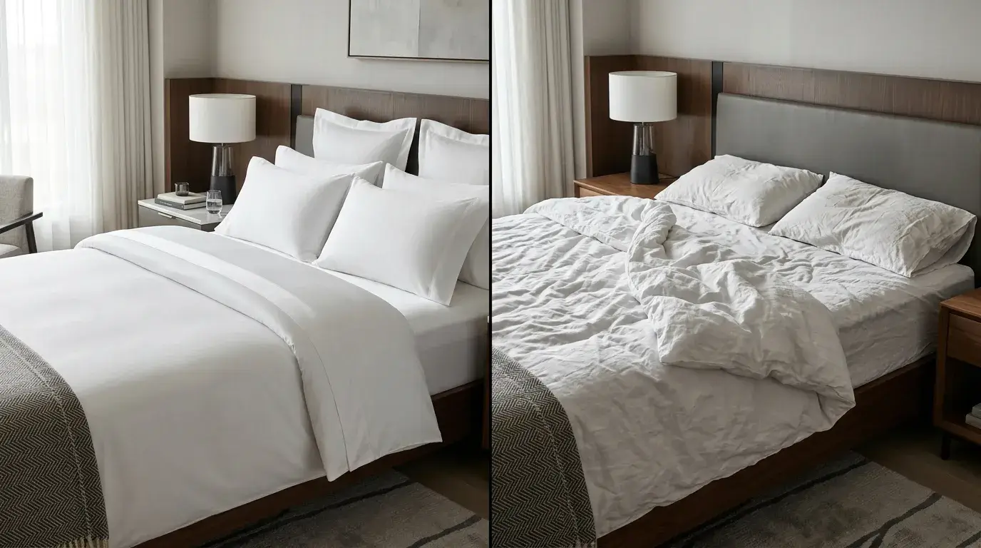 Hotel bed sheets smooth versus rough comparison