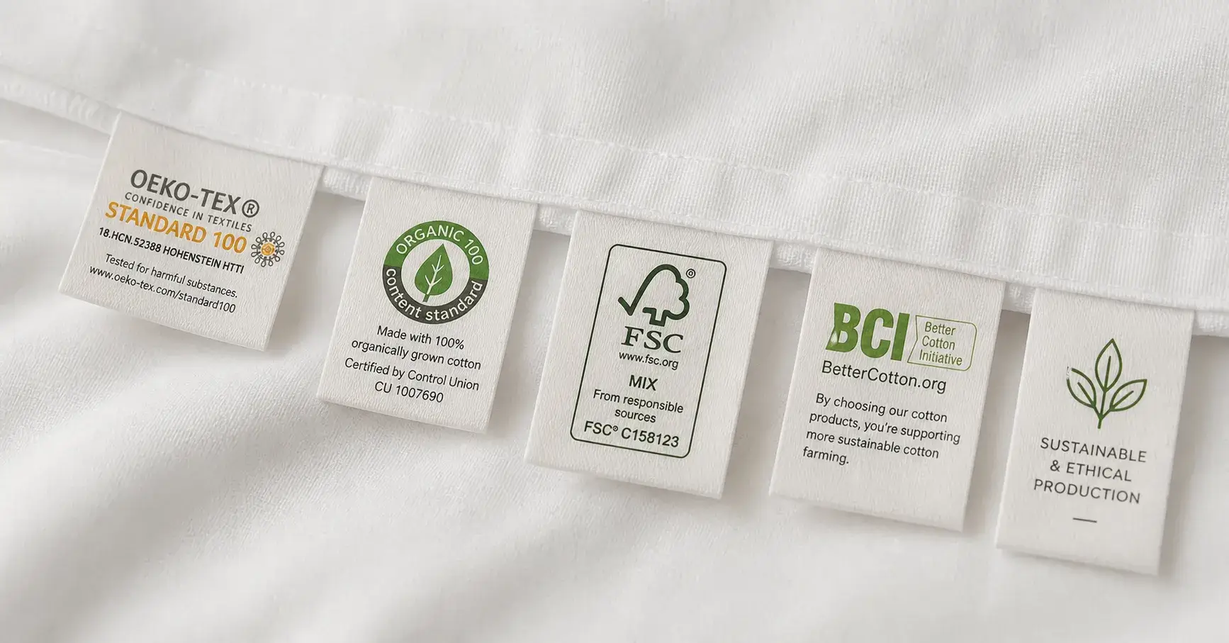 Textile certification labels on linens