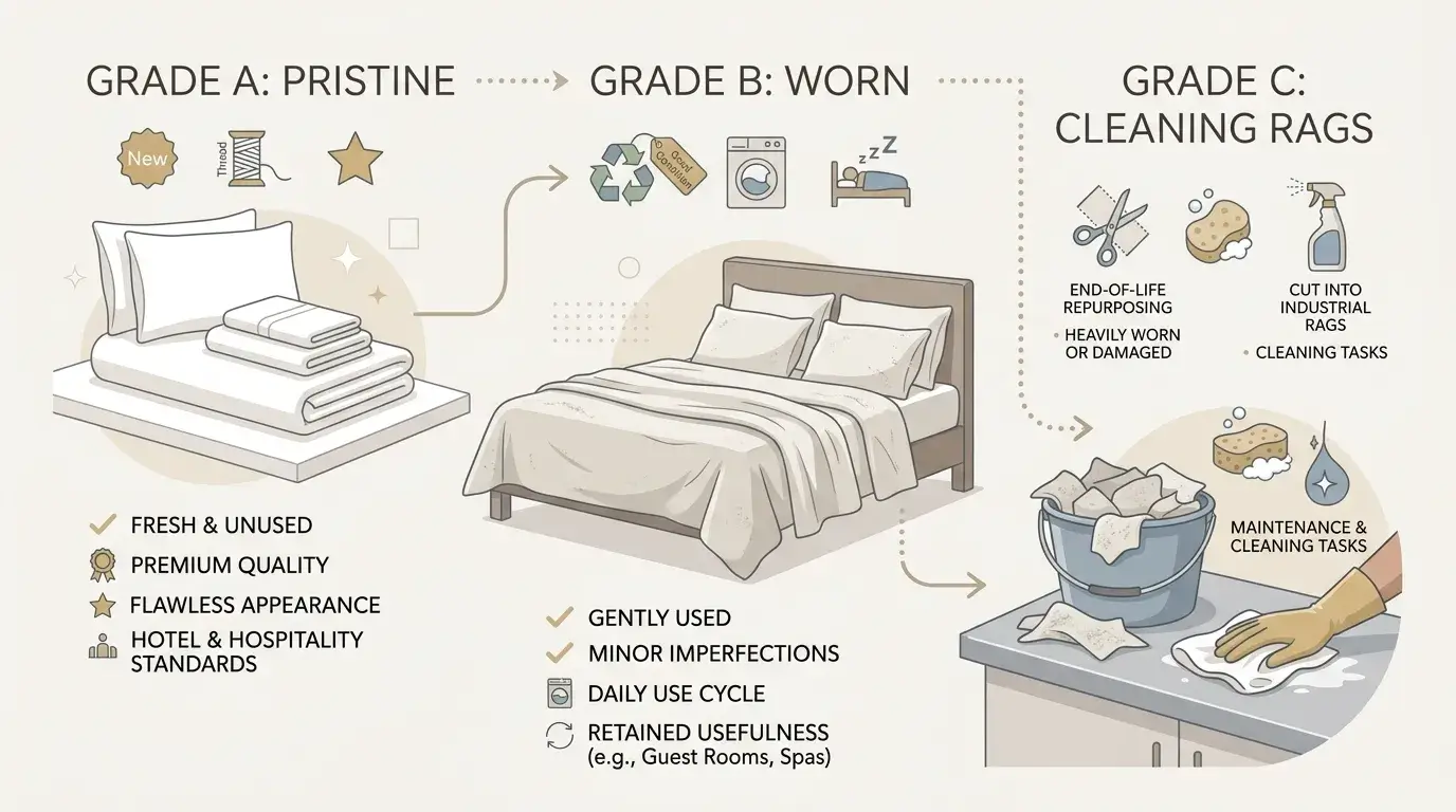 Hotel linen lifecycle grading system A B C