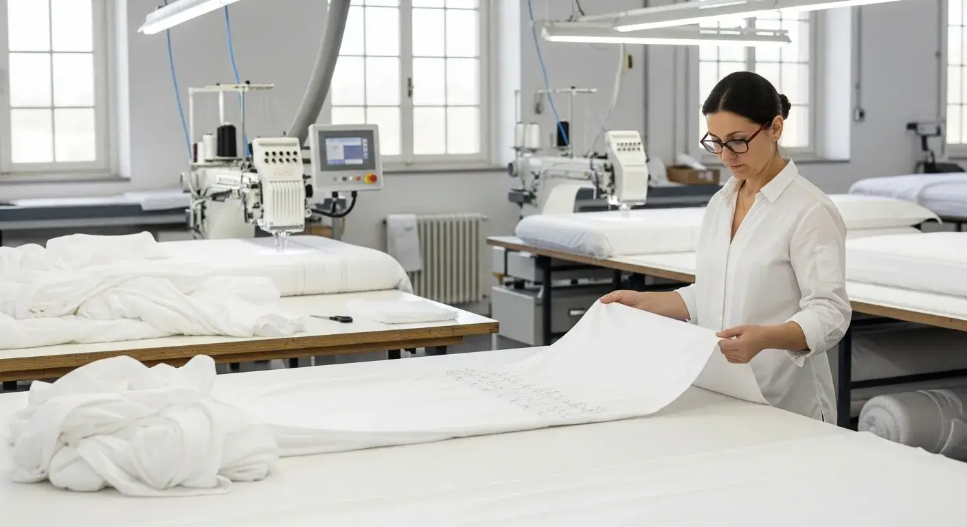 Luxury Linen Production High-end hotel linen manufacturing and finishing process