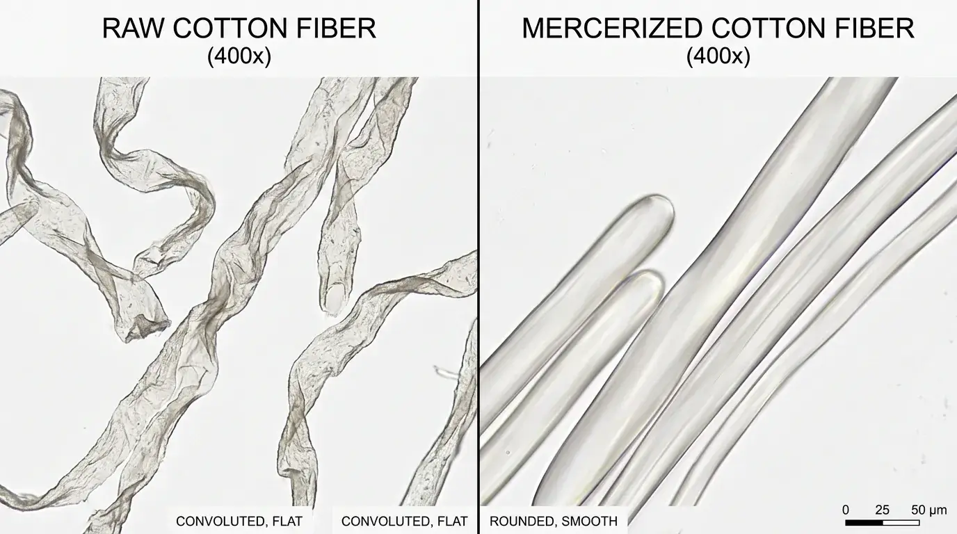Microscopic cotton fiber before and after mercerization