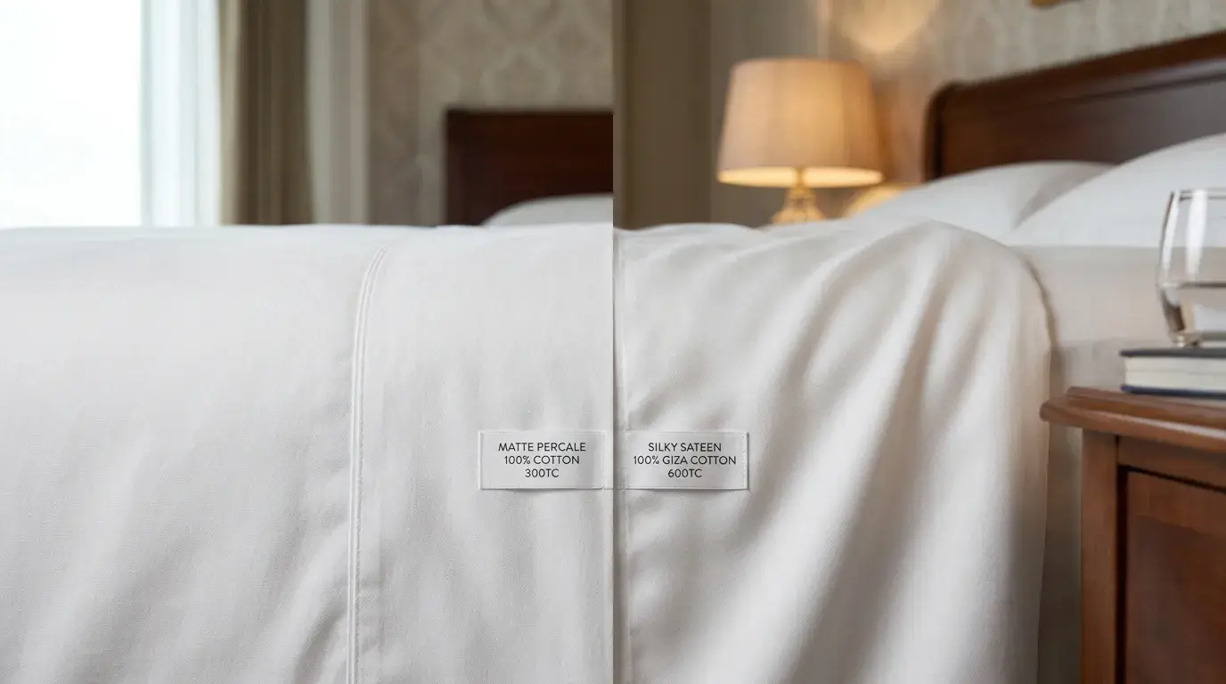 Percale vs Sateen Percale versus sateen hotel sheet weave comparison