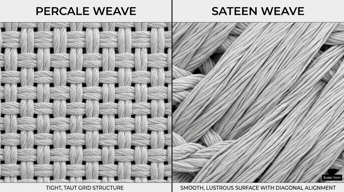 Percale vs sateen weave fabric comparison