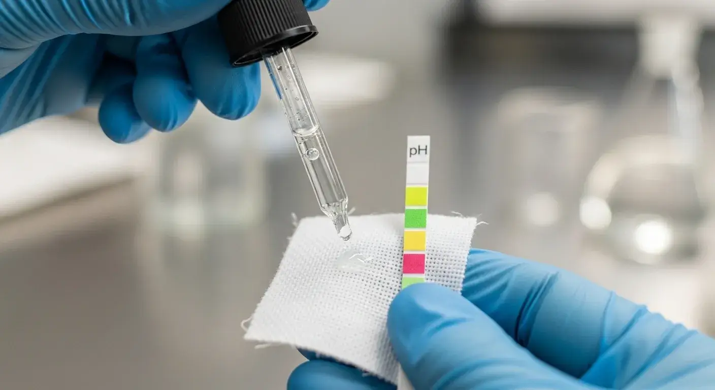 pH test of laundered hotel sheet fabric