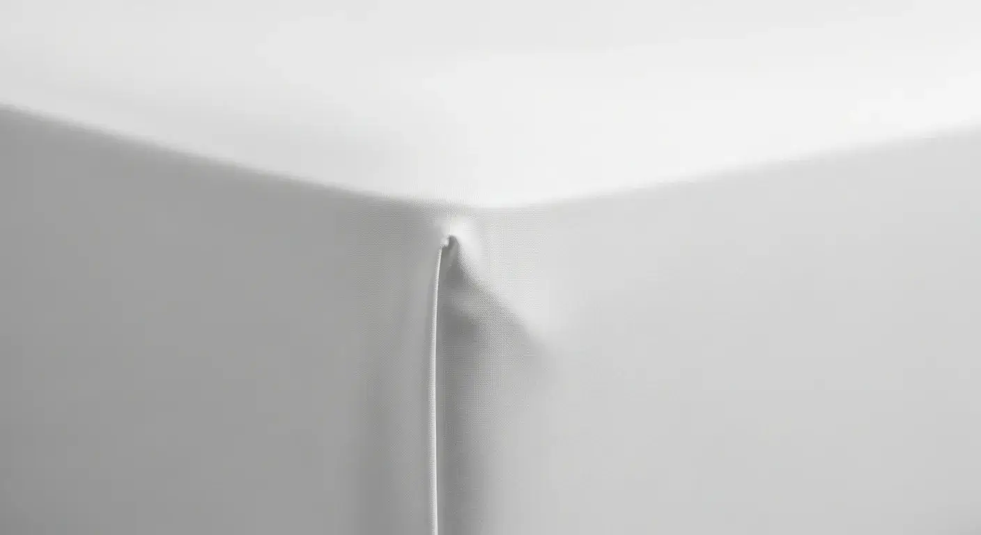 Smooth wrinkle-free hotel sheet close-up showing synthetic sheen