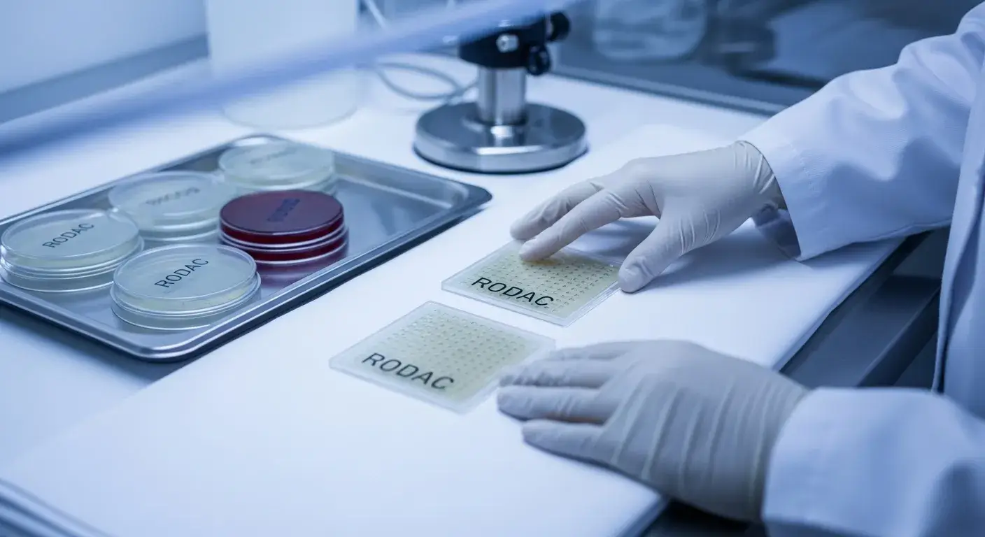 RODAC plates sampling freshly laundered hotel sheets