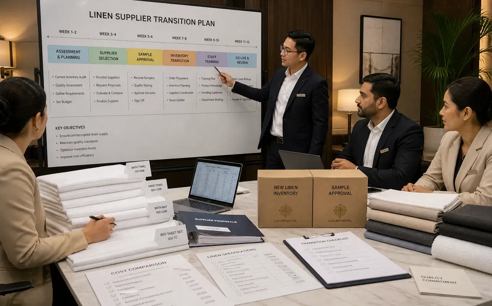 Hotel linen supplier transition plan