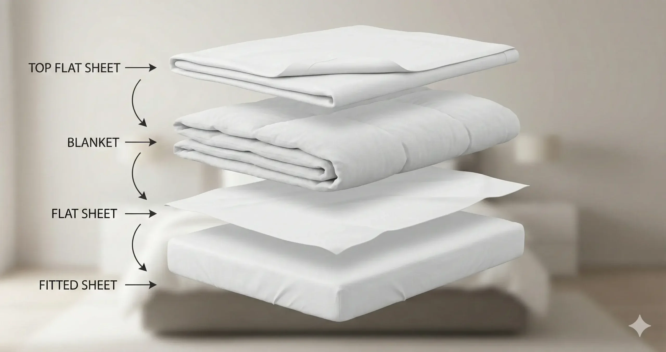 Triple sheeting bed layer arrangement diagram