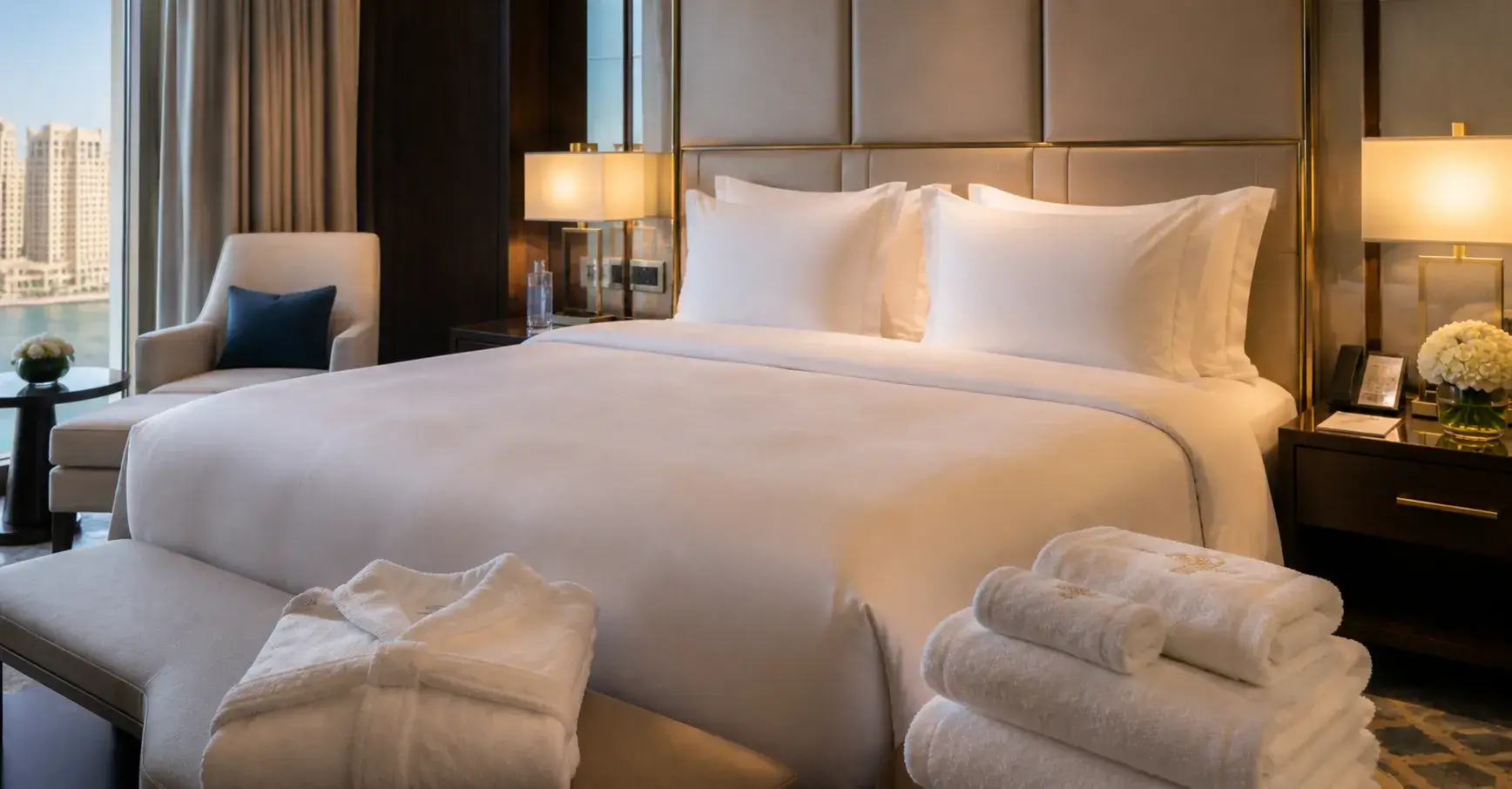 Luxury UAE hotel bed and towels