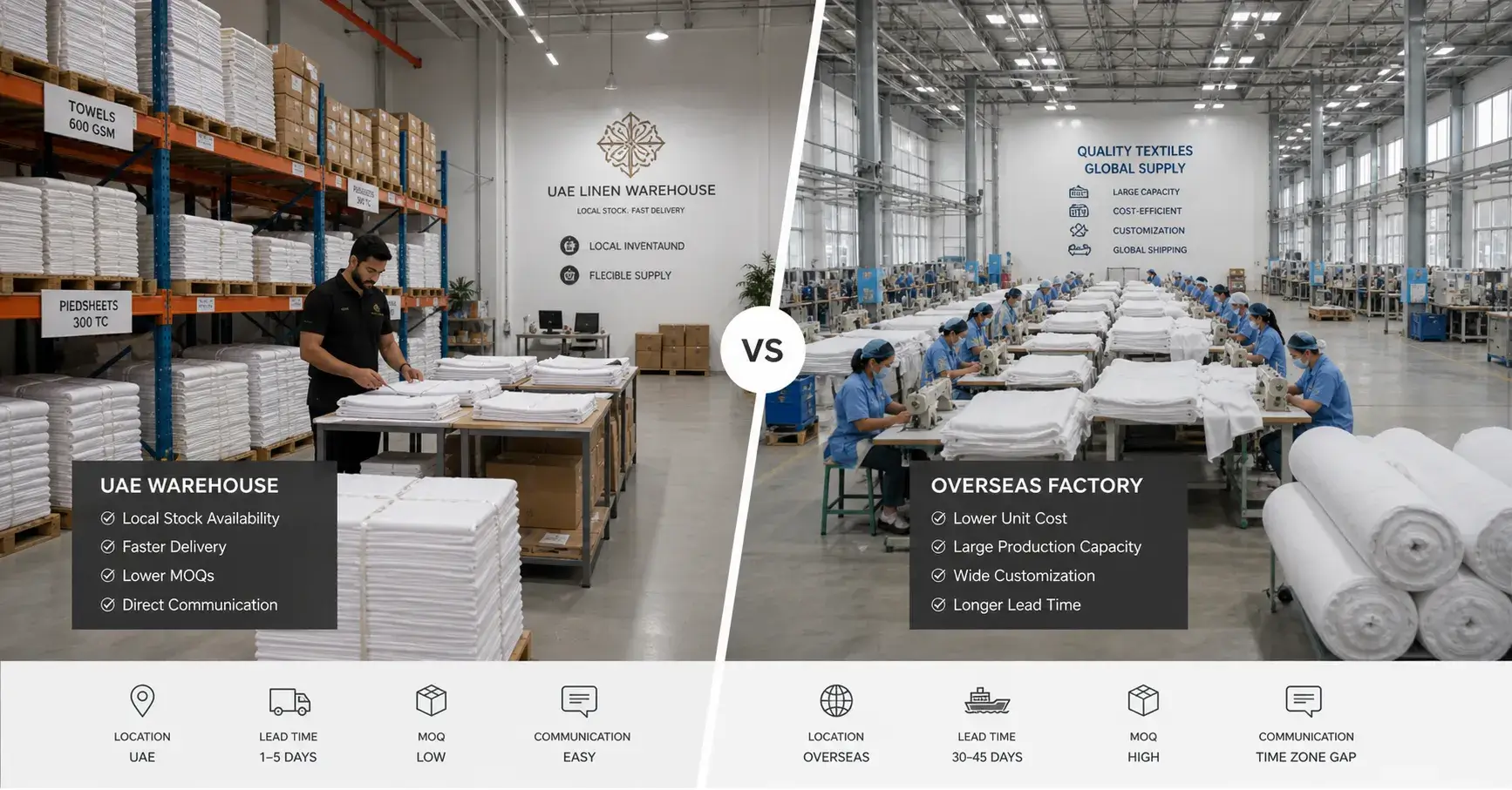UAE linen supplier versus direct import