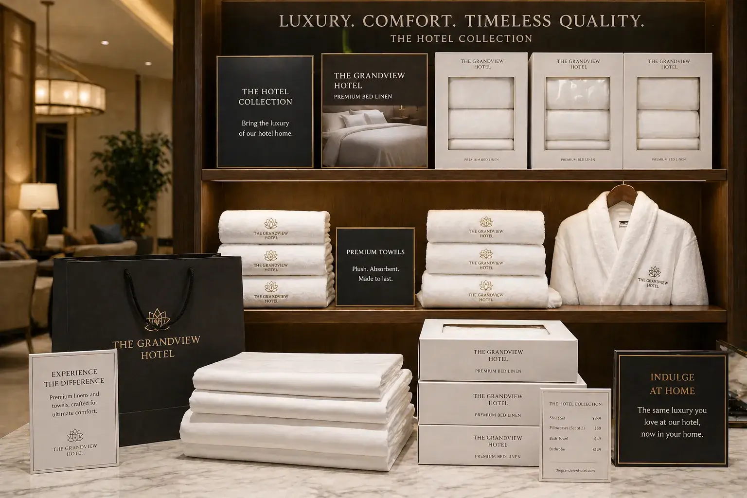Hotel linen retail Hotel branded linen retail products
