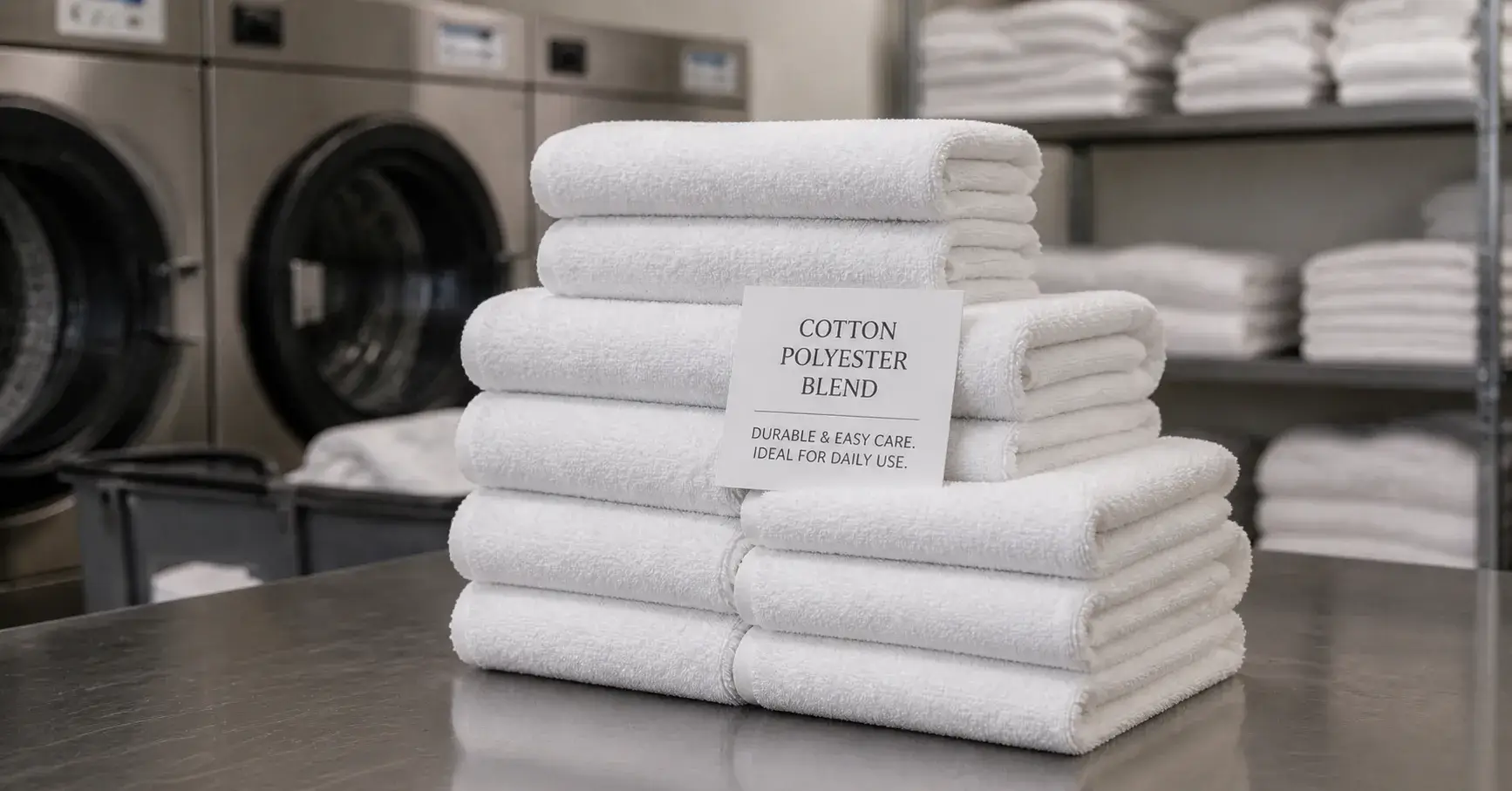 Durable cotton polyester blend towels for hotel laundry use