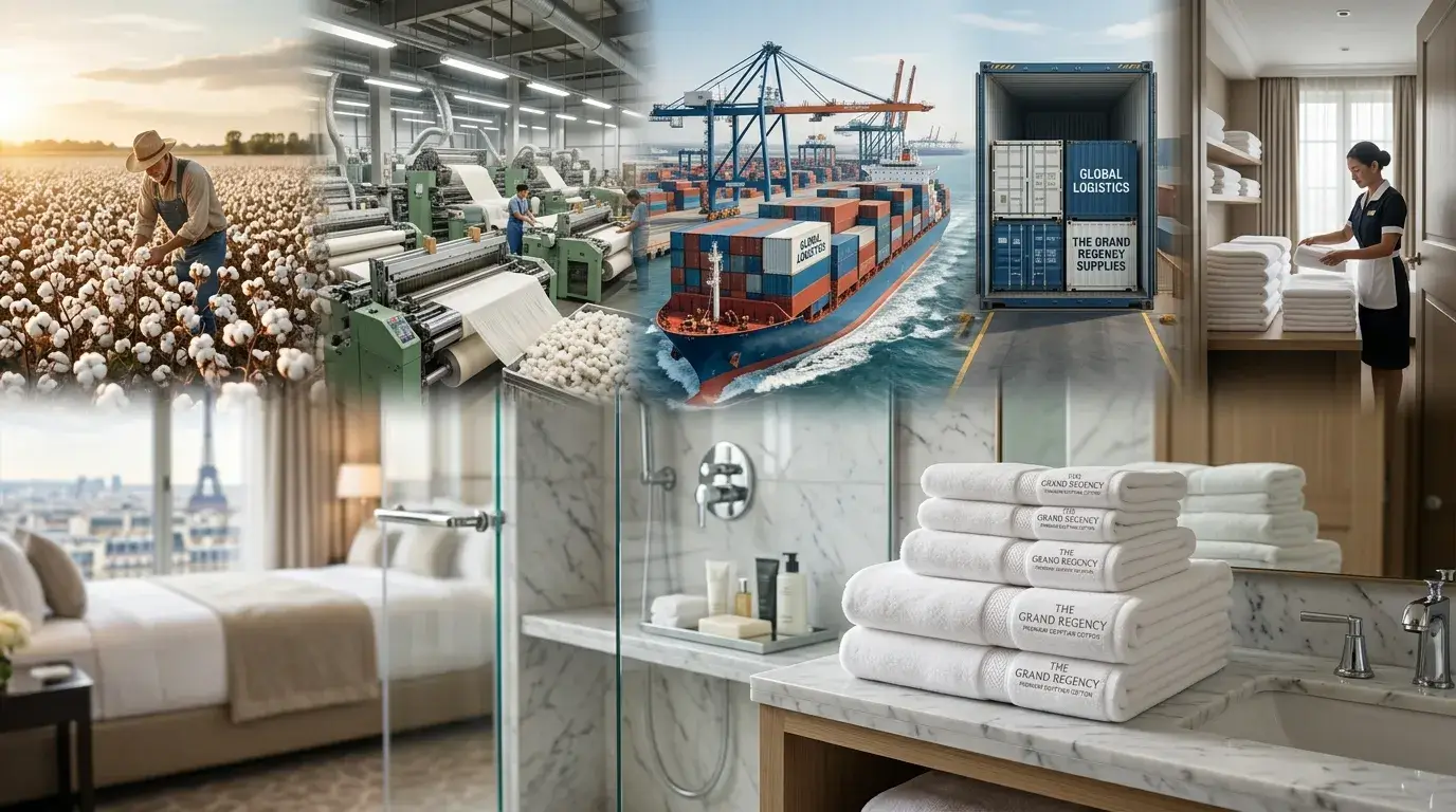 Luxury hotel towels stacked in modern hospitality suite