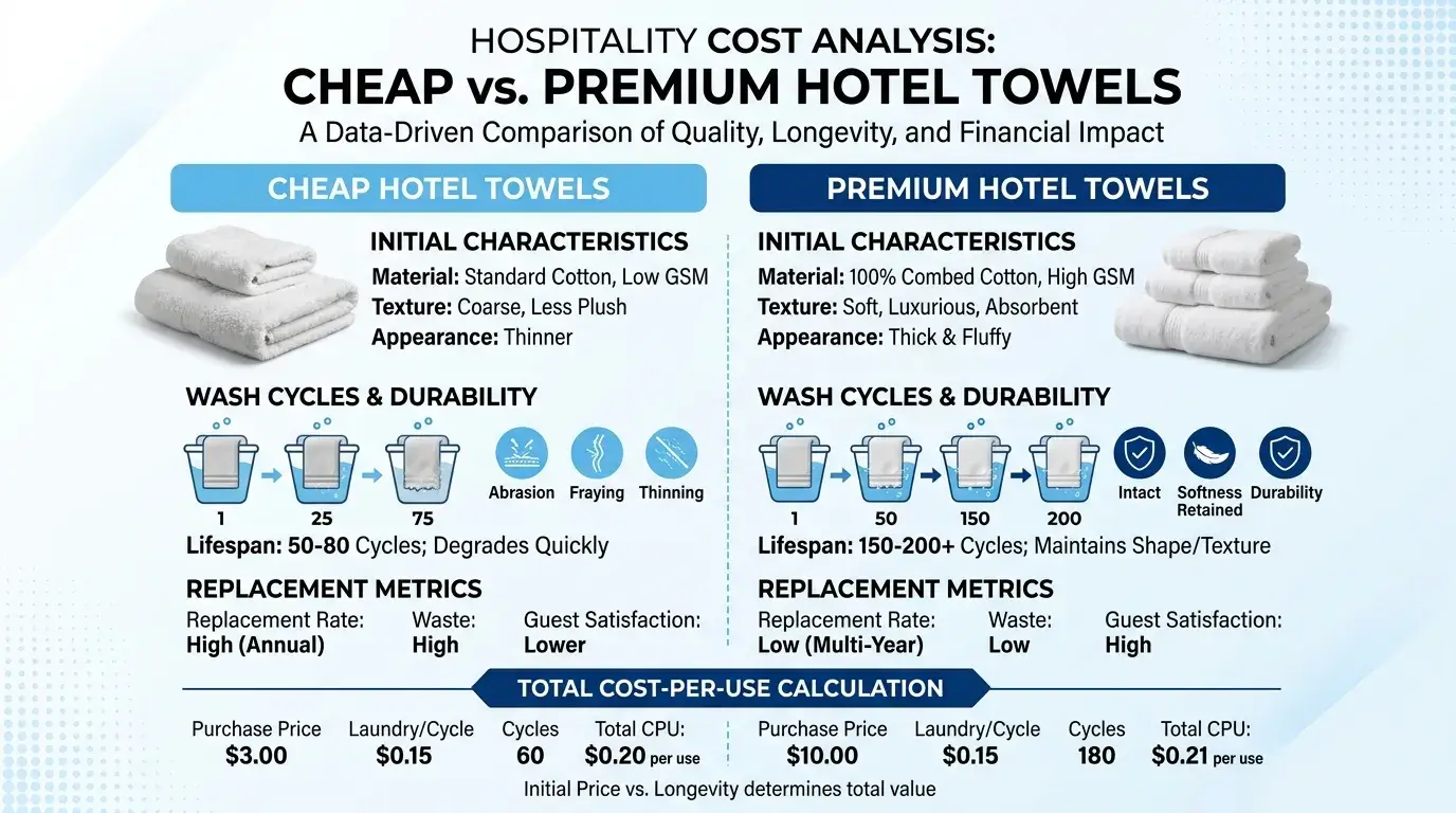 Hotel towel pricing and lifespan comparison chart