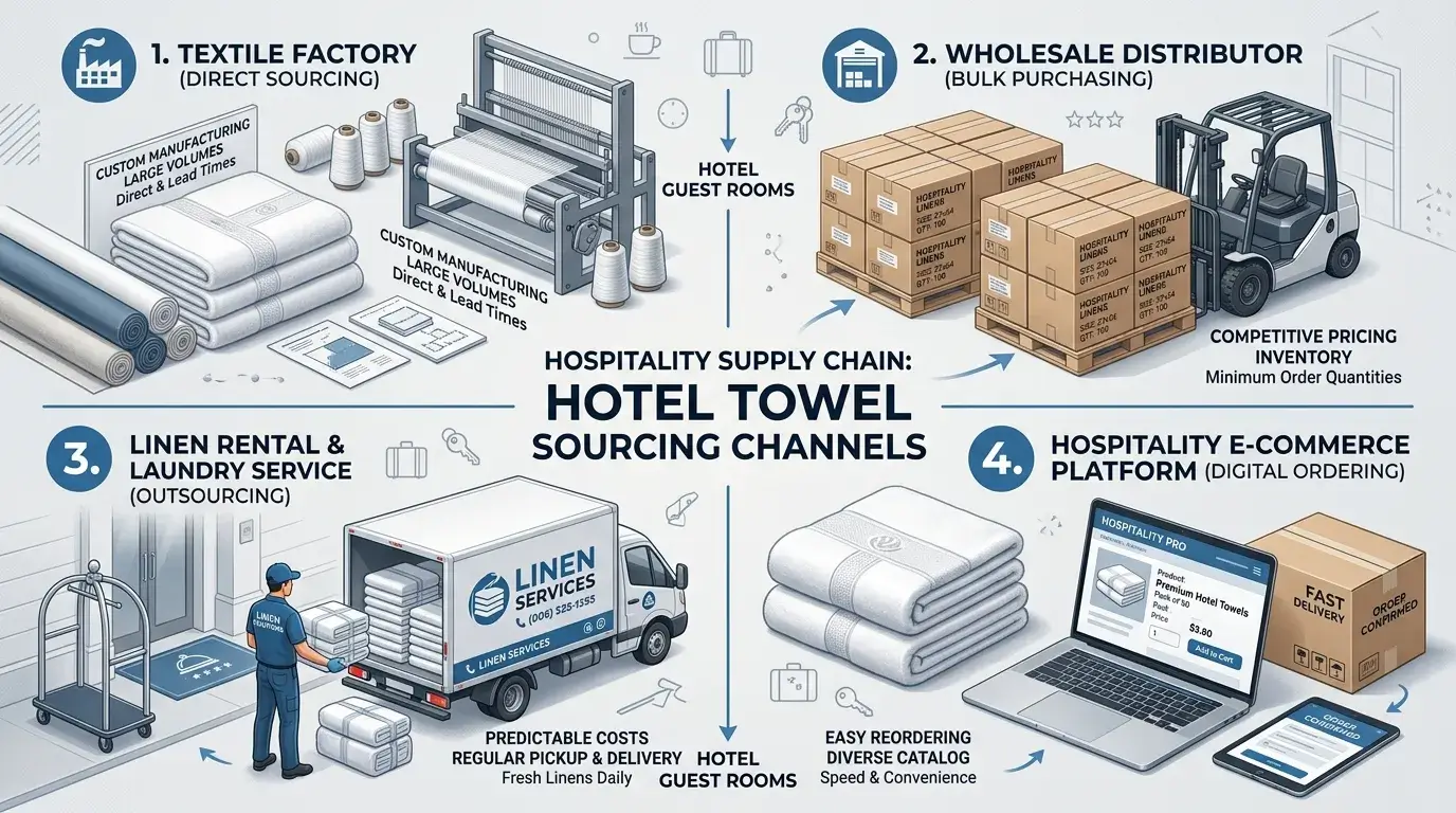 Different hotel towel supplier business models illustrated