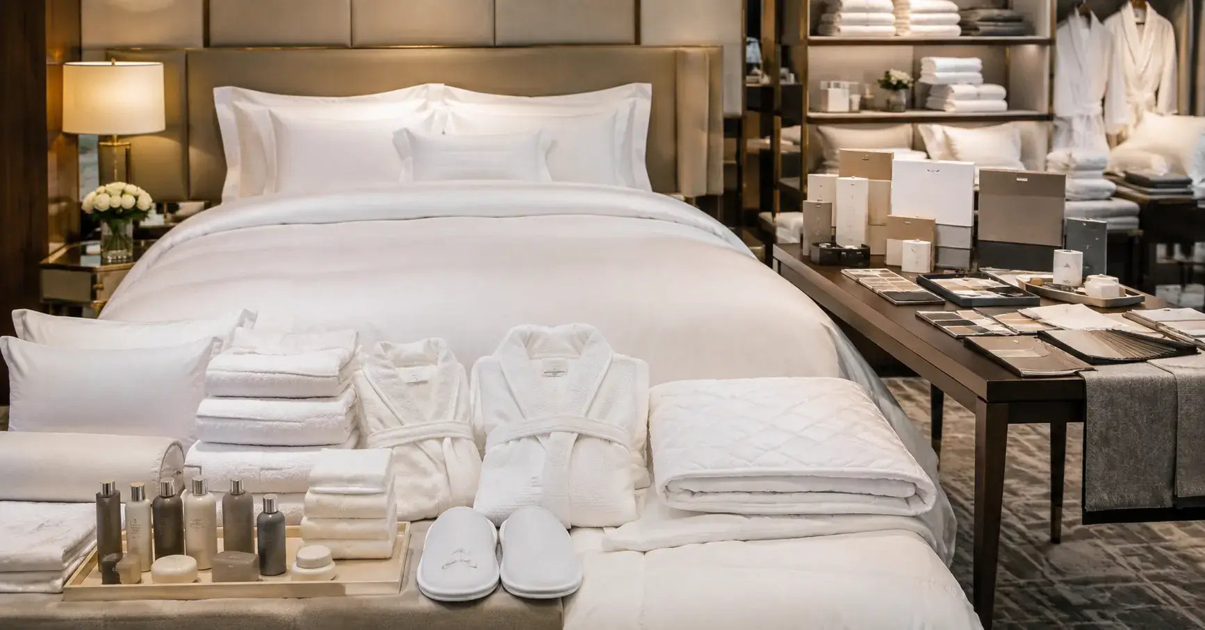 Hotel Linen Supply Partner Customized hotel bedding towels bathrobes slippers and amenities ready for buyers