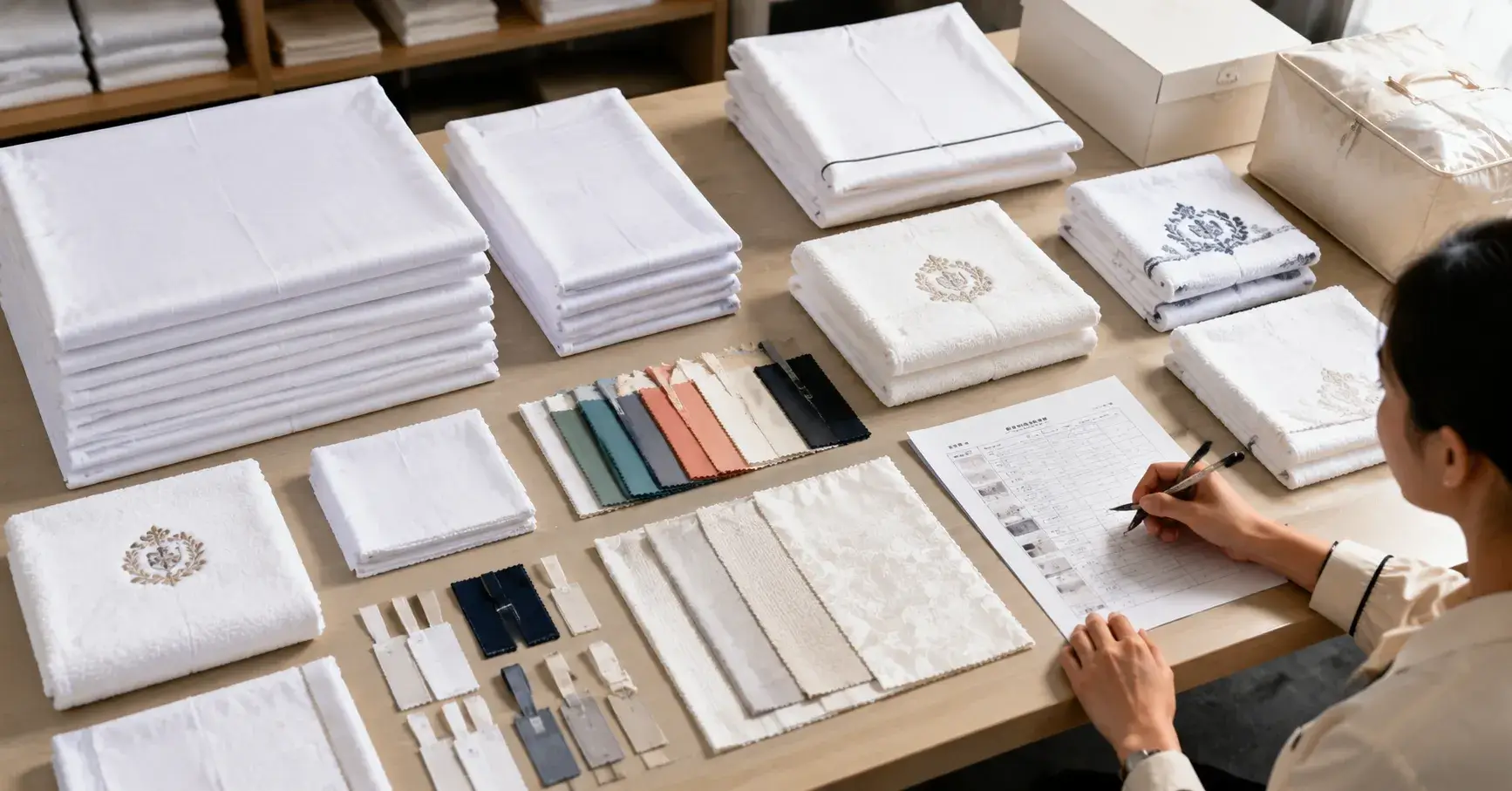 What Determines Linen MOQ Hotel linen sizes colors embroidery and packaging grouped by MOQ