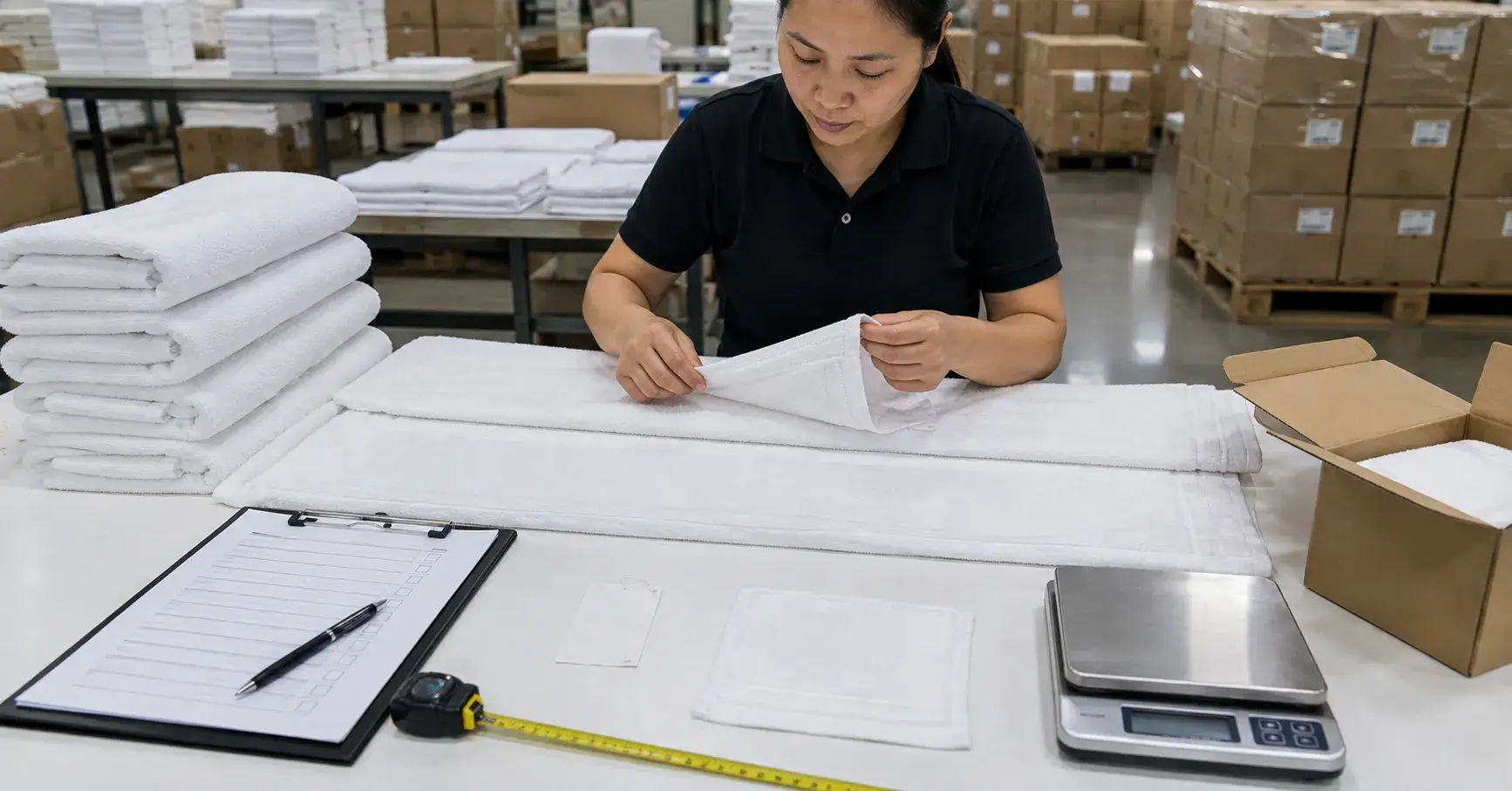 Final Towel Supplier Checklist Inspector completing hotel towel supplier approval checklist